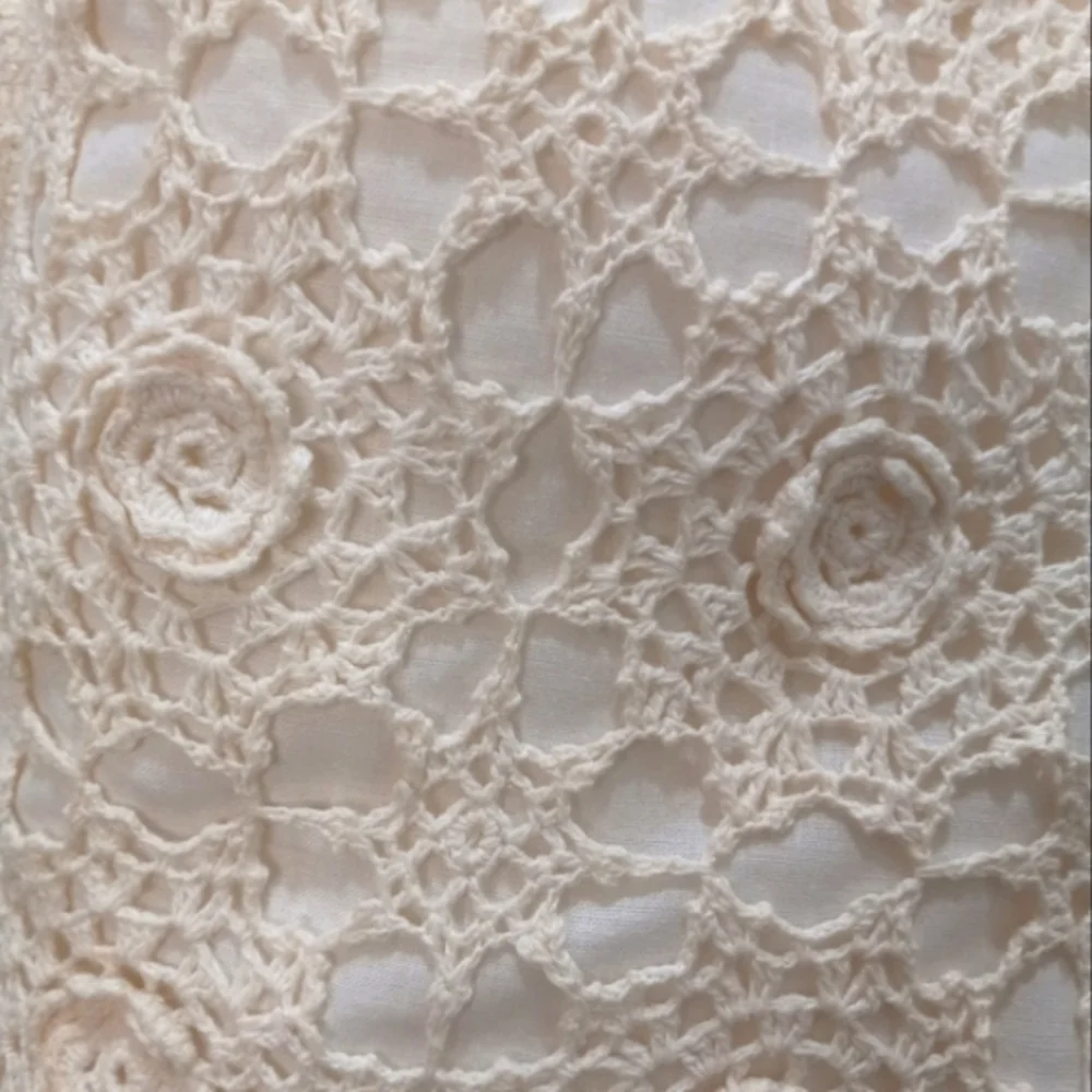 Two Crocheted Off White Pillows 16